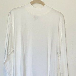 Men's Tall Heavy Weight Cotton Long Sleeve T-shirt White Sze M